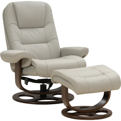 Lane Swivel Pedestal Recliner with Ottoman in Townsend Cream Top-Grain Leather